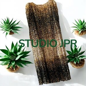 STUDIO JPR Vintage Leopard Print pleated Maxi Skirt lined SZ XL gently worn